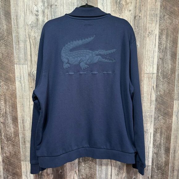 Lacoste Sport- Navy Blue Embroidered Full Zip Sweatshirt- Sz. 4XL - Picture 7 of 12